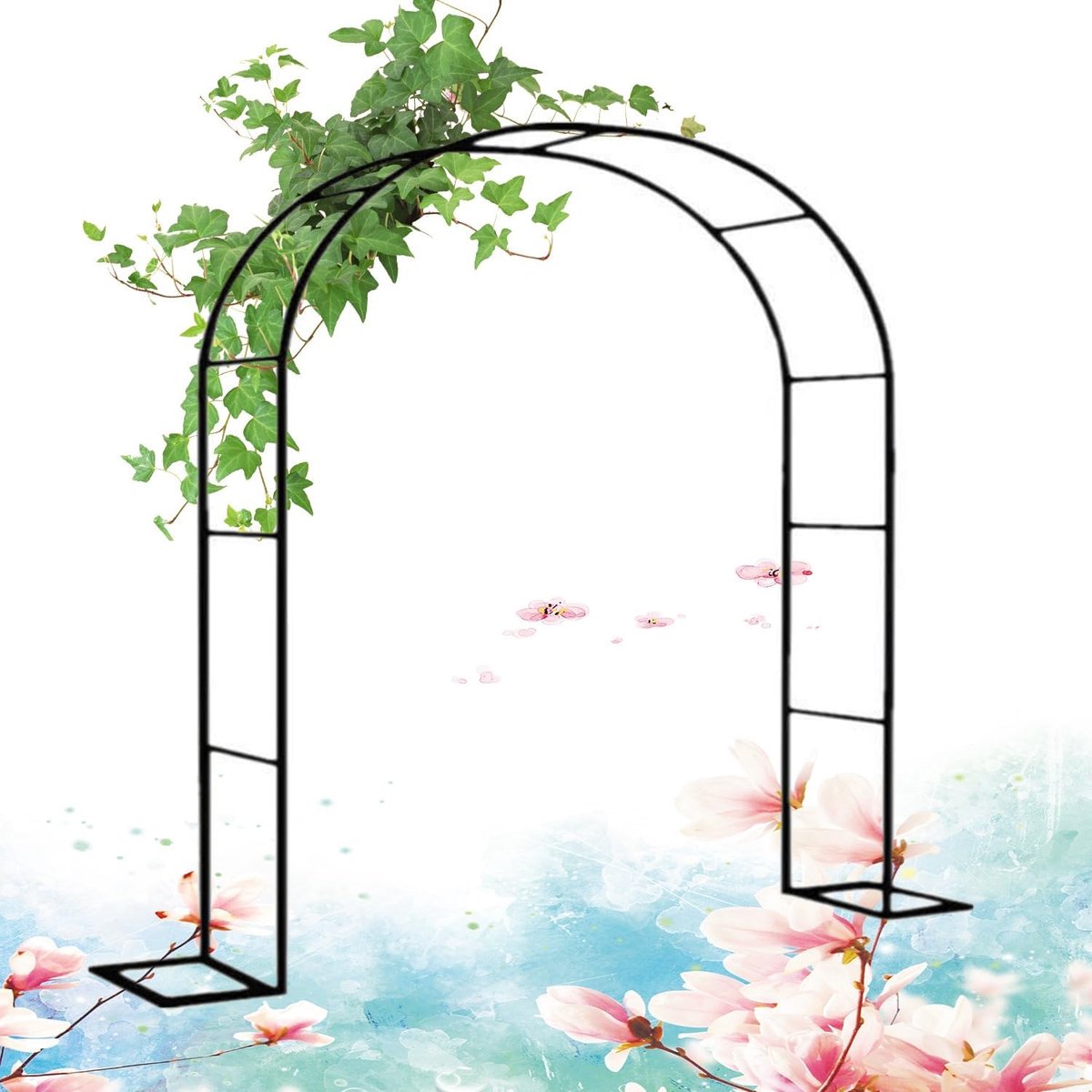 Rozenboog - Tuinboog Plantensteun - Decoratie Bruiloft - Roestbestendig Metaal - 220x160cm - Zwart