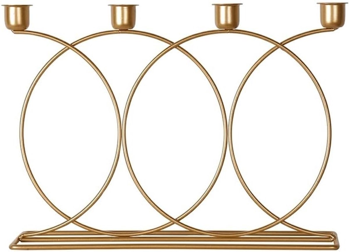 Kandelaar - Kaarsenhouder - Feestelijke Decoratie - Metalen Ambacht - 33x23cm - Goud