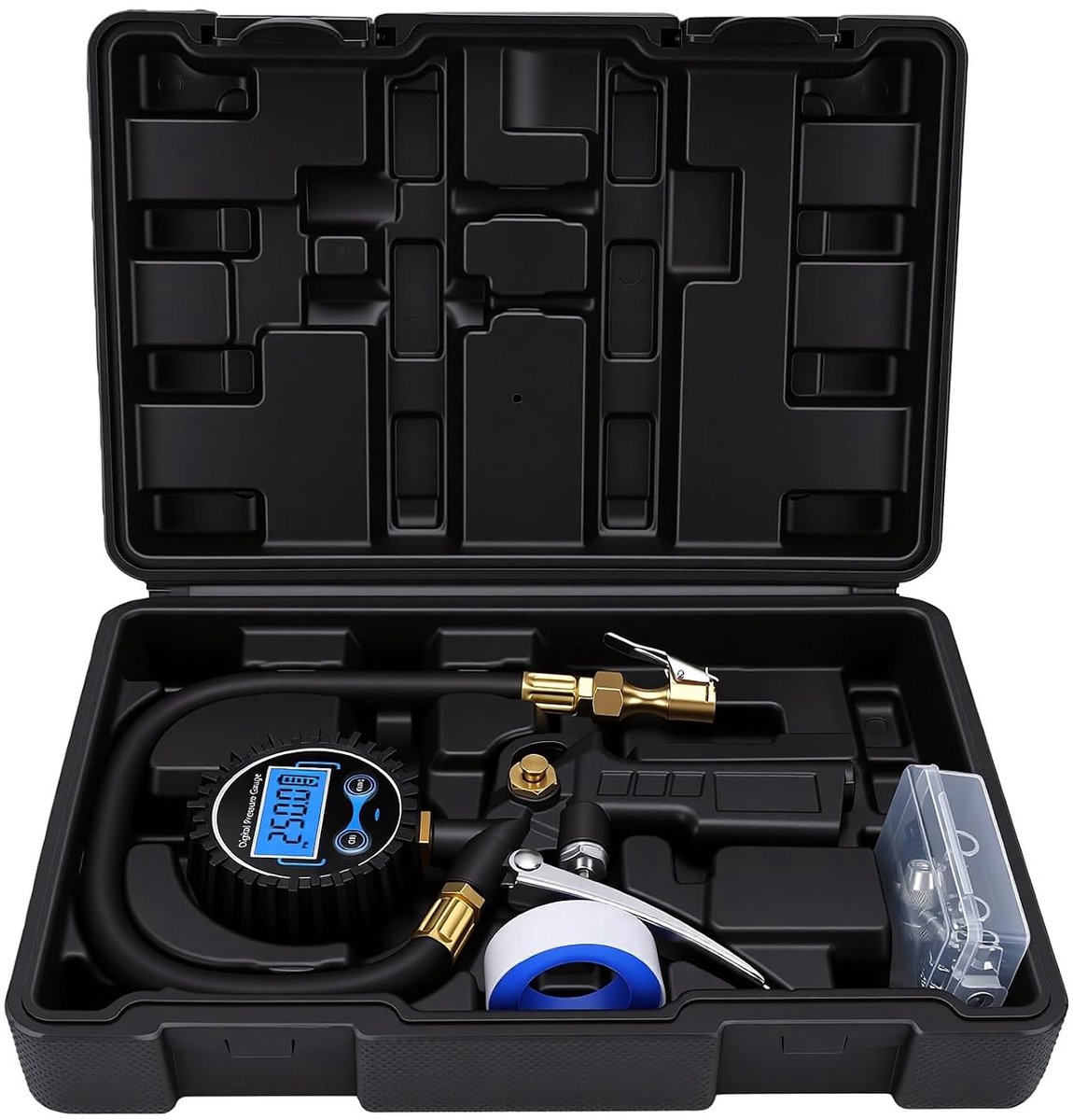 Digitale Bandenspanning - Meter met Inflator - Voertuig Onderhoud - 3-250 PSI Bereik - 0.1 PSI Resolutie - Verlicht LCD