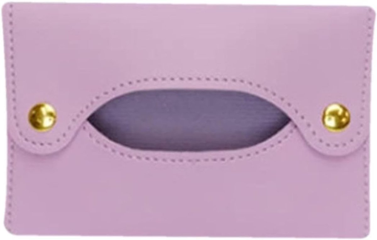 Zakdoekhouder - Tissue Pouch - Onderweg Gebruik - Waterdicht PU Leer - 13.3 x 8.2 cm - Paars