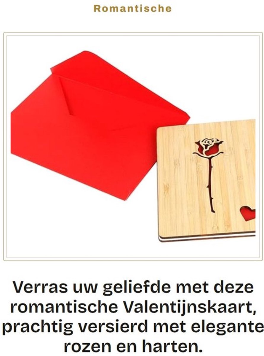 Romantische houten rozenkaart voor Valentine'sdag