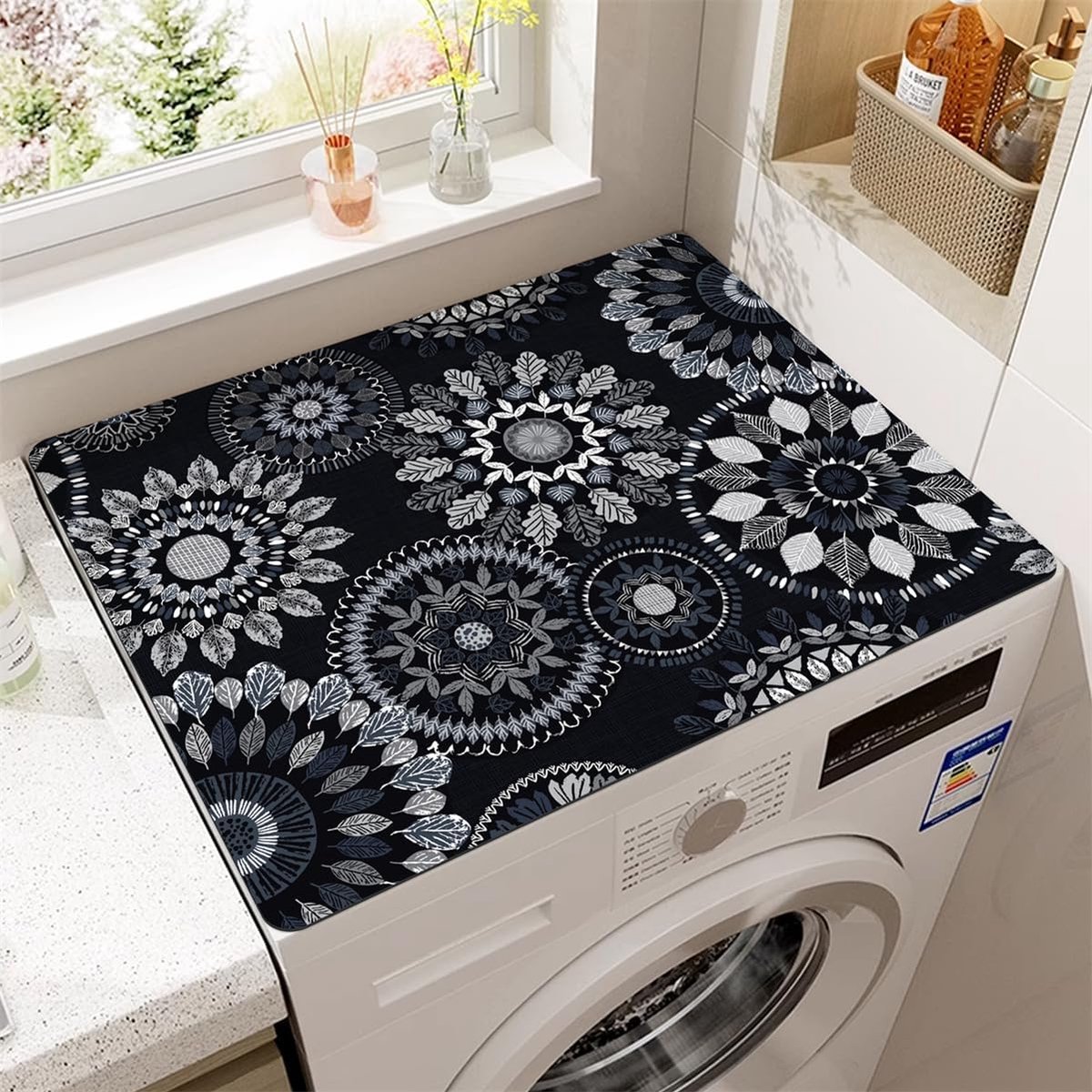 Wasmachinehoes Apparaatmat Apparaten Beschermen Snel Absorberend 50 x 60 cm Zwart