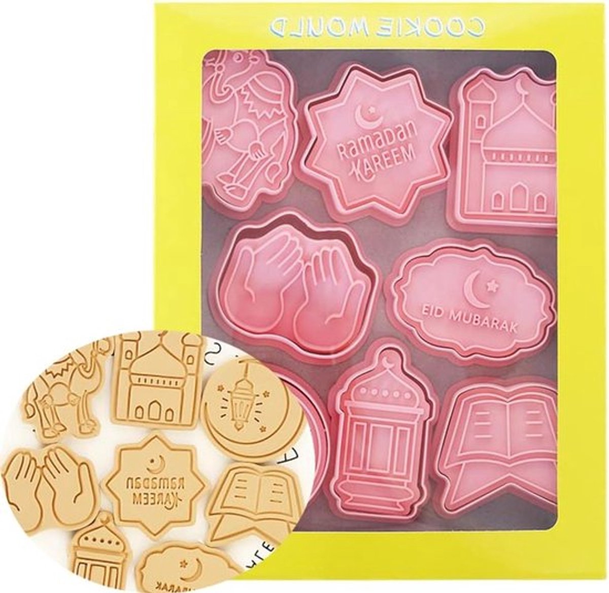 Eid Mubarak koekjessnijder - 3D Ramadan ontwerpen, 8 stukken