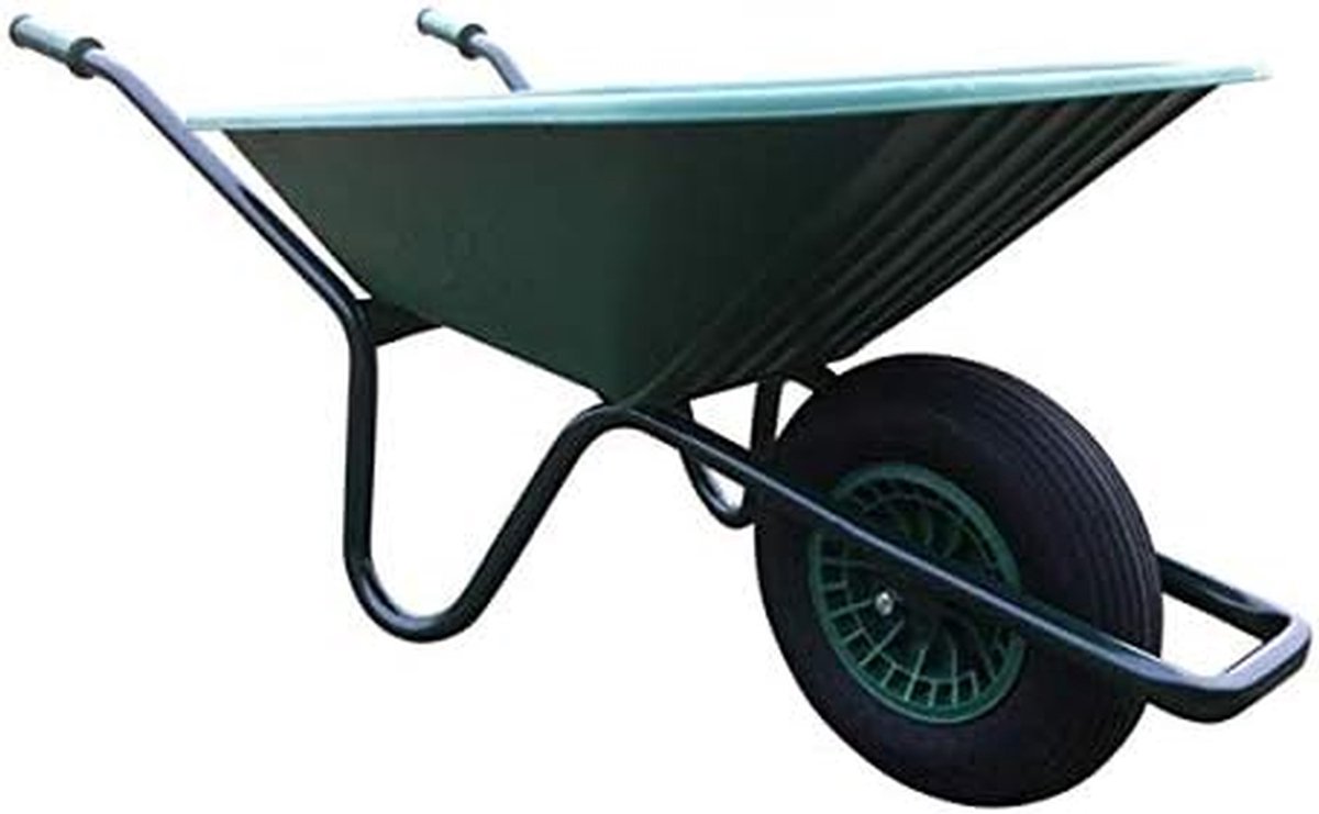 Tuin kruiwagen - Hondewagen - Zwaar werk - Stalen frame - 90 liter bak - Groen