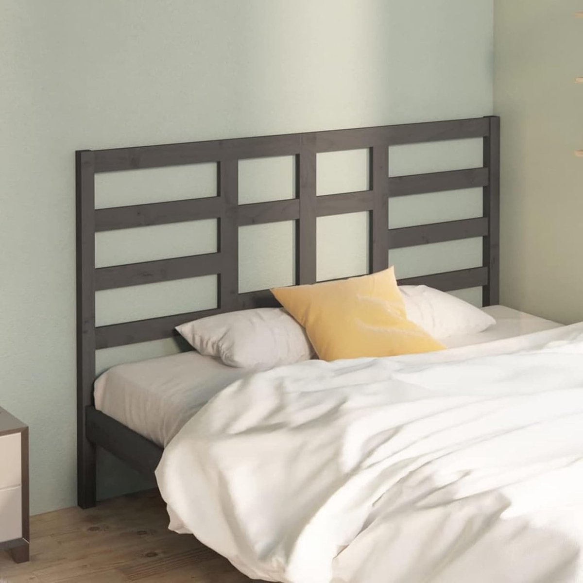 Hoofdbord voor bed - Paneel hoofdeinde - Bed opmaken - Massief grenenhout - 126 x 4 x 104 cm - Grijs