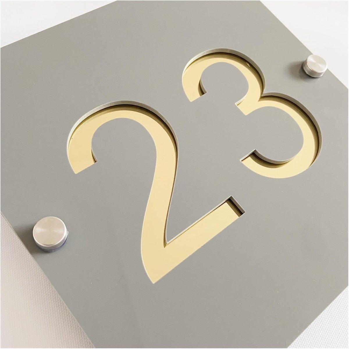 Huisnummer Bord - Adres Naam - Buiten Deur - Acryl Materiaal - 30x30CM - Grey Gold
