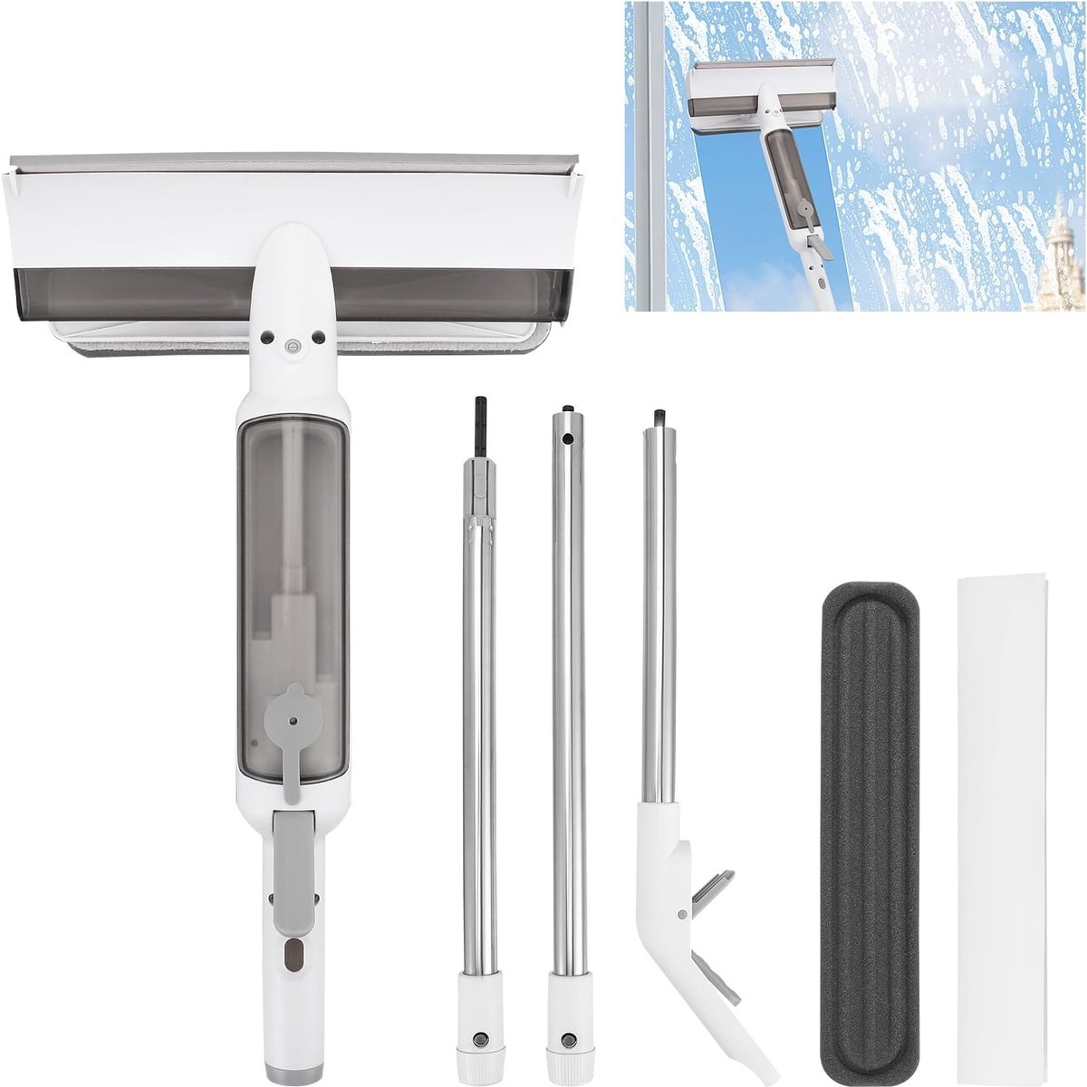 Ruitenwisserset - Aluminium - 3-in-1 Systeem - Automatische Vuilwateropvang - Voor Huishoudelijk Gebruik