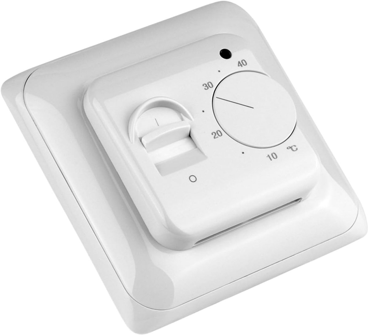 Mechanische Thermostaat - Kamerregelaar Vloerverwarming - Temperatuur Regelen - 16A Stroombelasting - 8.6 x 8.6 cm - Wit