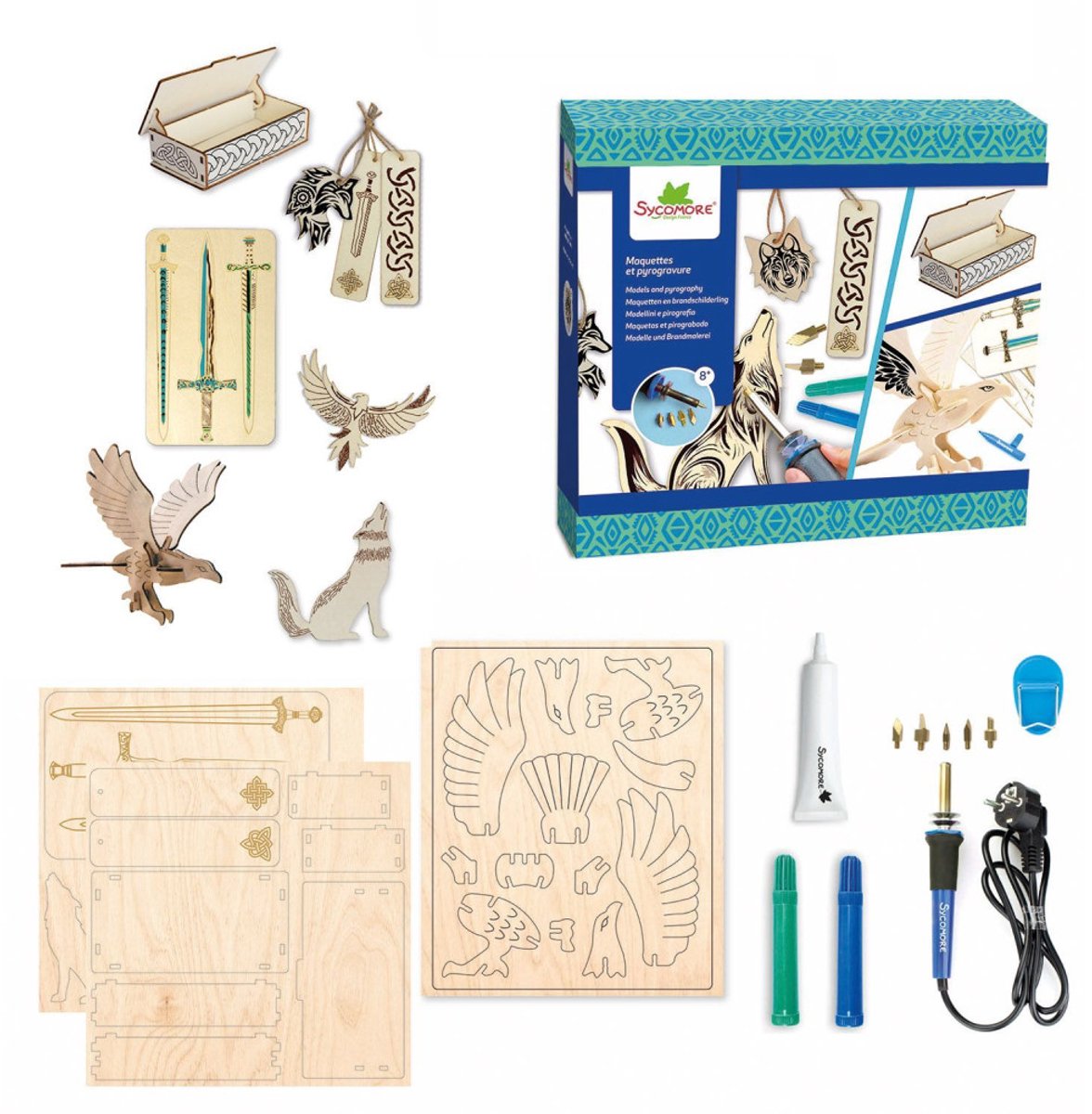 Sycomore creatieve knutselset XL maquettes en pyrogravure Keltisch 8+.