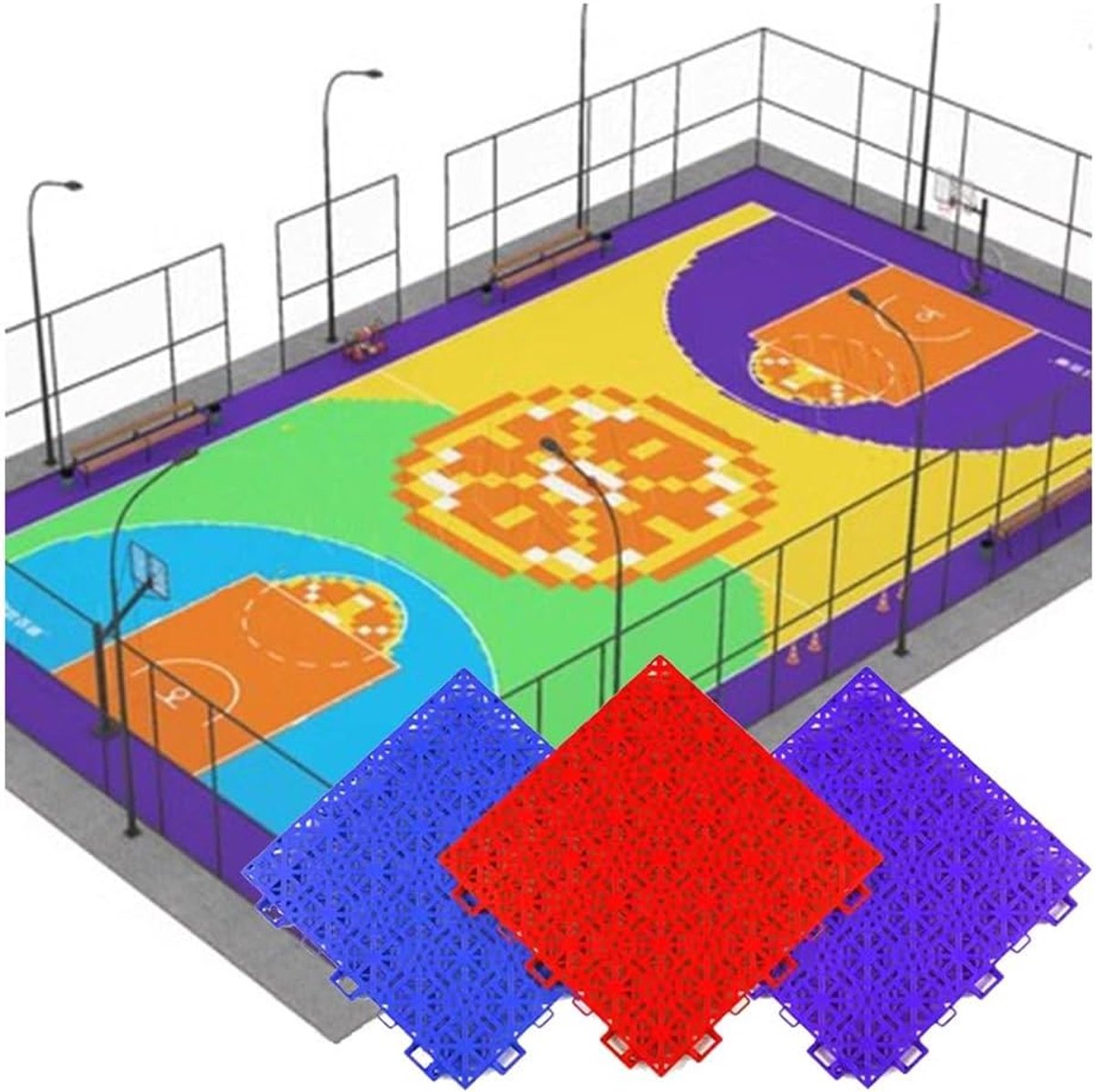 Modulaire Vloertegels - In elkaar grijpende Tegels - Sportveld Aanleggen - Zelfdreinend Ontwerp - 25 cm - Oranje
