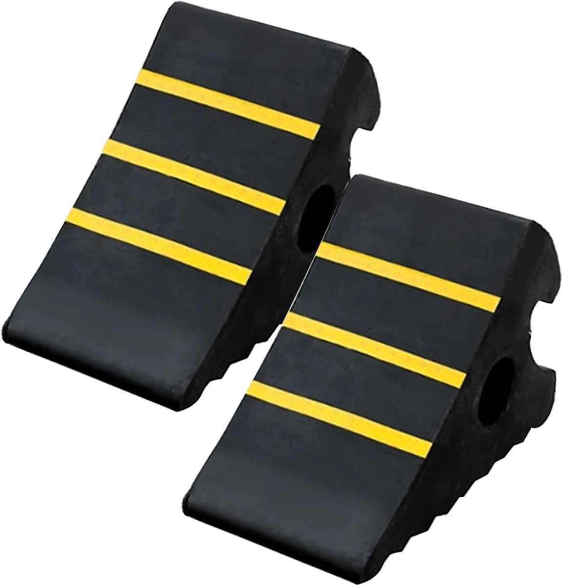 Parkeerstop Rubber - Wielblok Parkeerhulp - Veilig Parkeren - Reflecterende Strips - 35 x 20 x 40 cm - Zwart