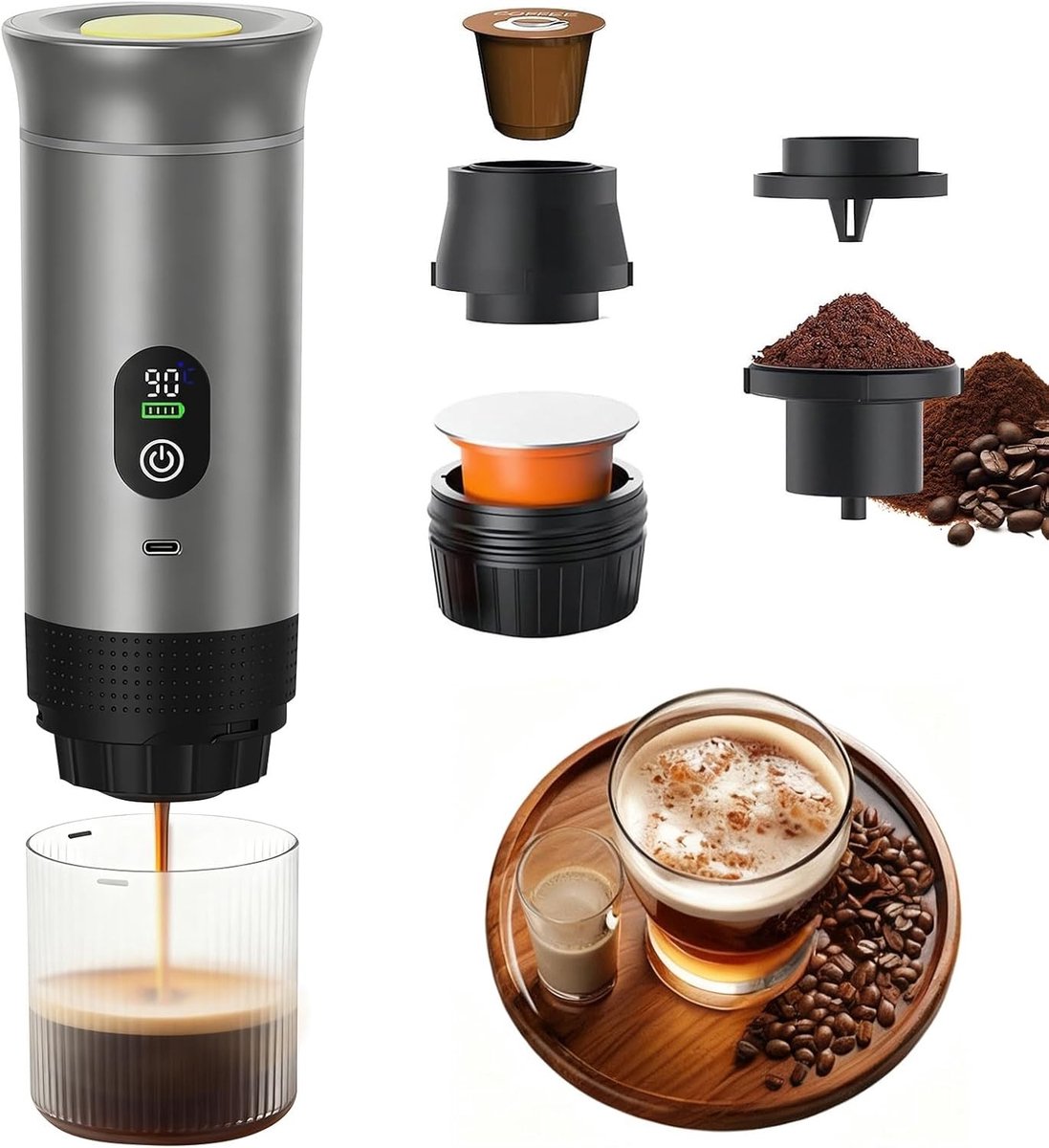 Espressomachine - Kunststof - 3-in-1 Mini Koffiezetapparaat - Snelle Verwarming - Voor Thuis en Reizen