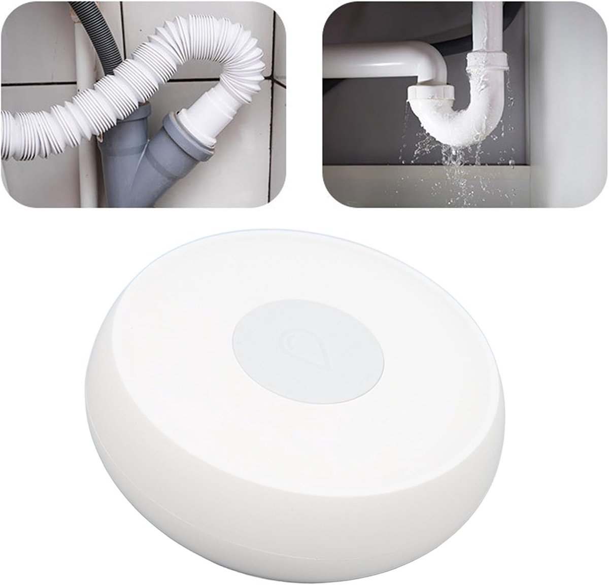 Waterlekdetector - Vochtsensor Alarm - Huis Beveiligen - IP66 Waterdicht - 6x6x3 cm - Wit