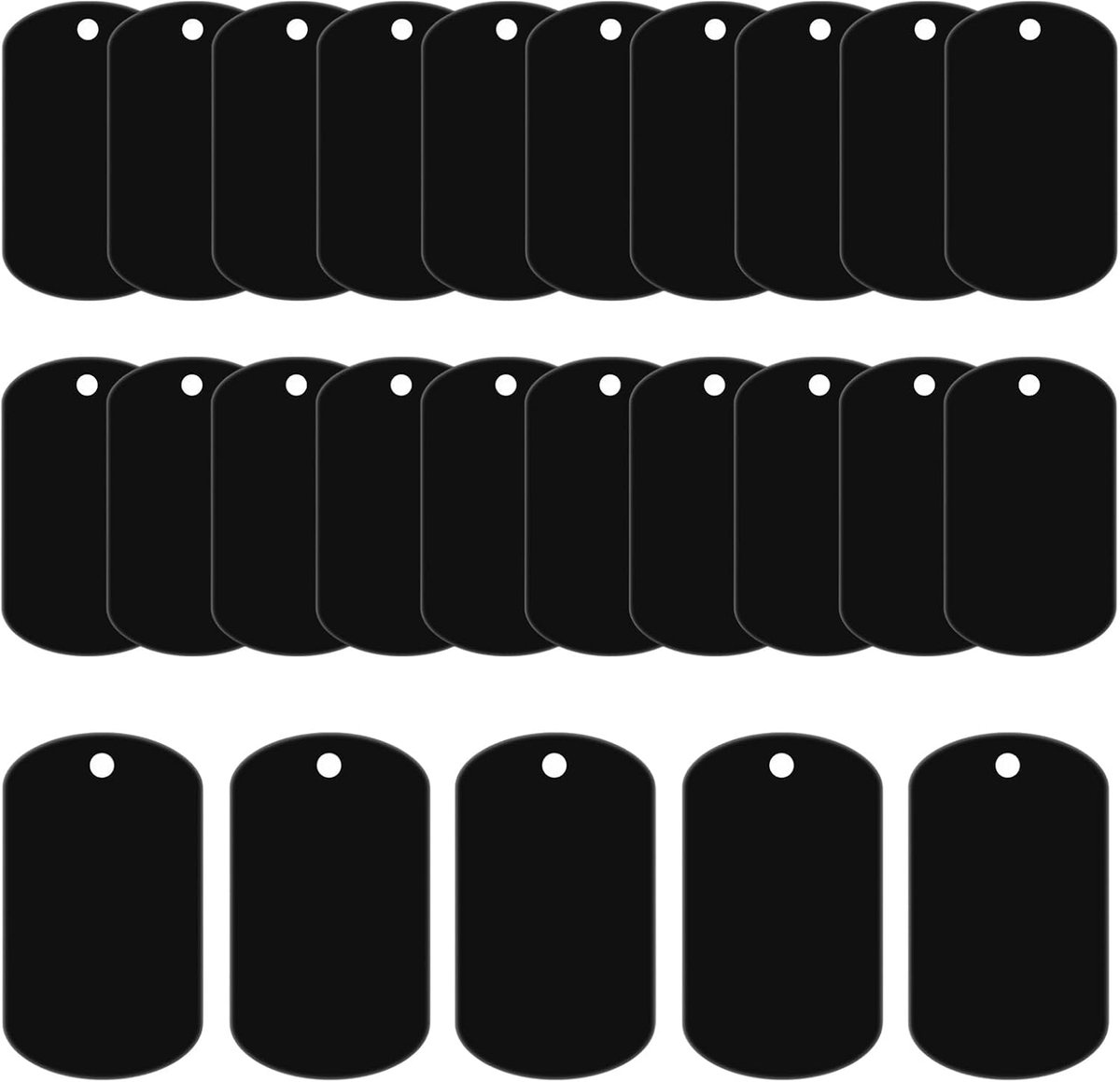 Aluminium Gravure Platen - Metalen Tags - Doe-het-zelf Sieraden - Voorgeboord Gat - 25 Stuks 5x3cm - Zwart