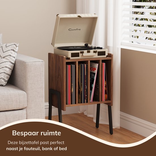 ACAZA LP Opbergsysteem - Platenrek - Platenkast - LP Houder - Vinyl Houder - MDF - Walnoot — afbeelding 2