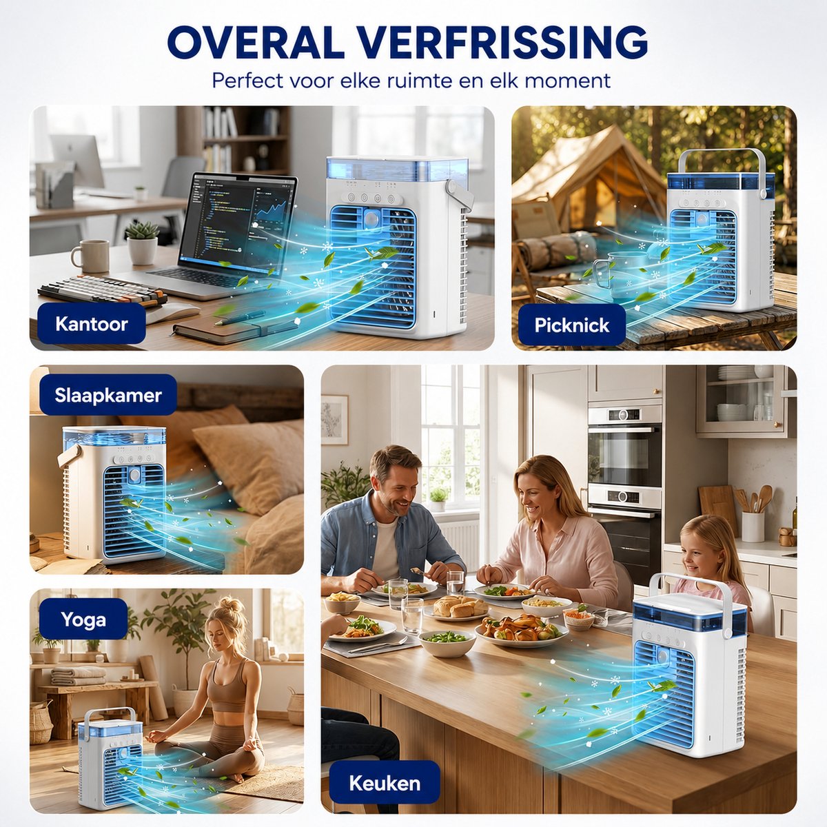 Draagbare Luchtkoeler 3-in-1 met 1L Watertank - Persoonlijke Aircooler USB Wit — afbeelding 6