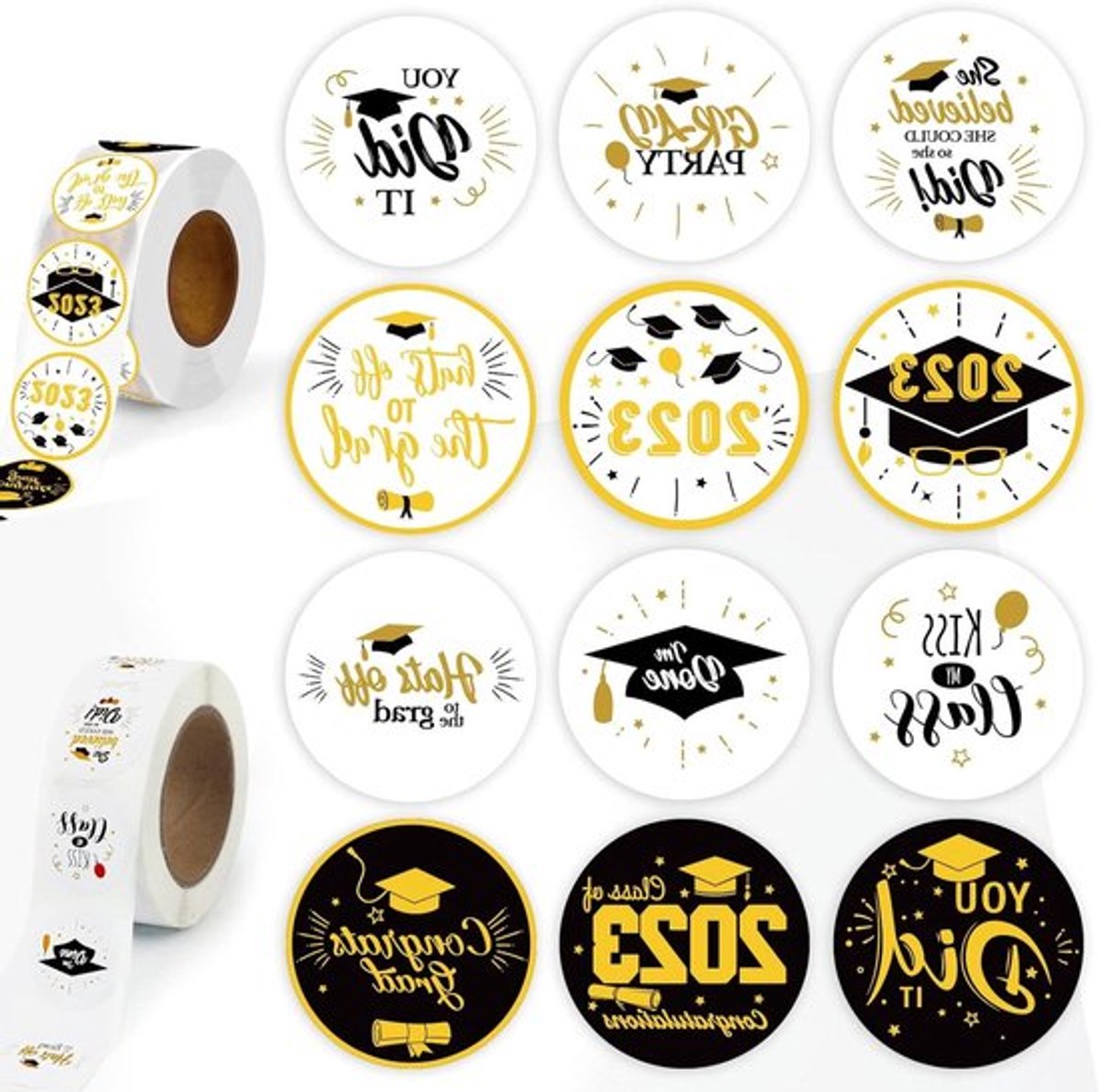 Allecto Plus - 1000 stuks - Afstudeer Stickers Roll - 25 cm
