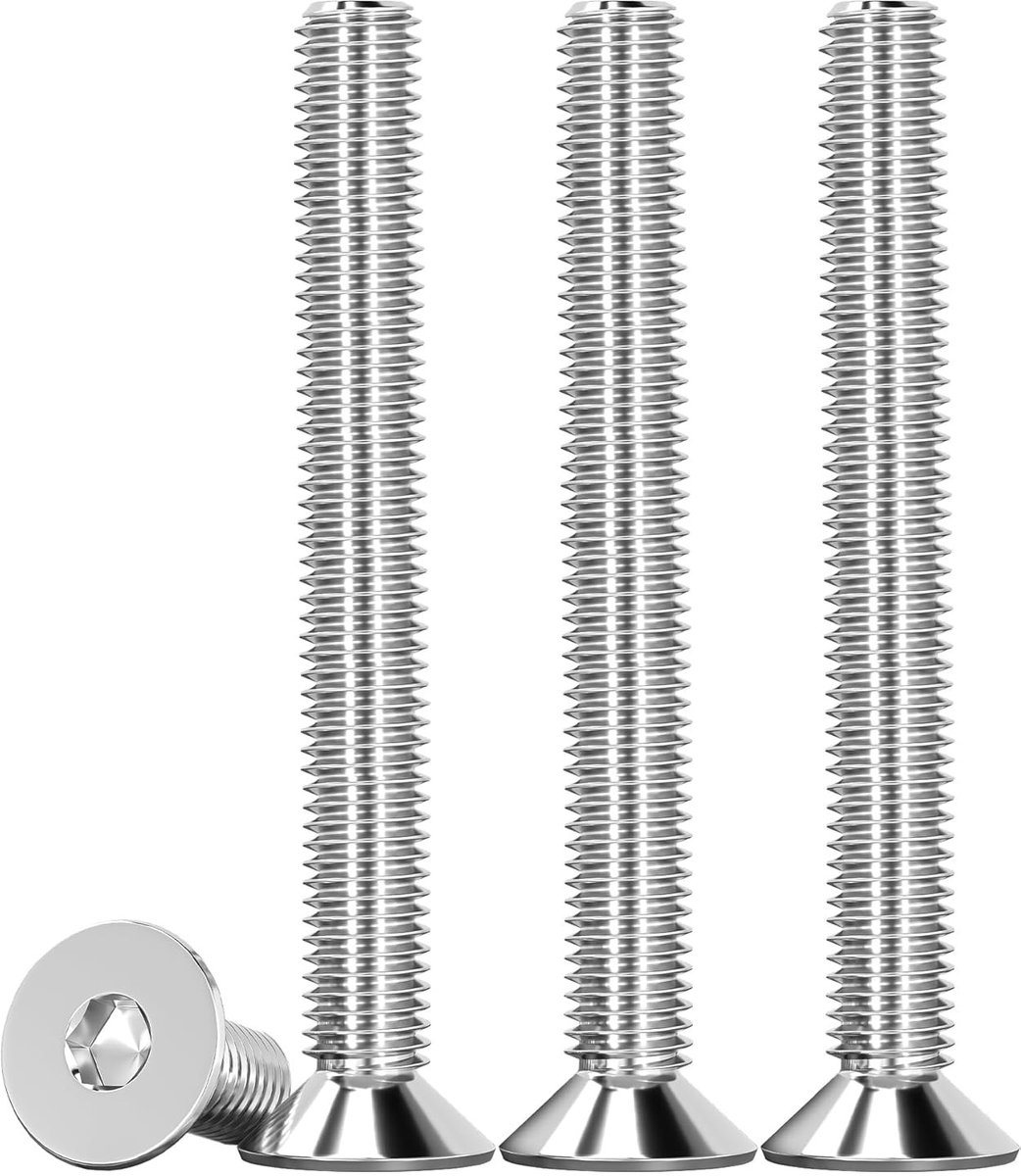 25 Stuks M6 X 50 mm Verzinkte Schroeven RVS A2 met Zeskantkop DIN 7991 / ISO 10642 voor Diverse Toepassingen