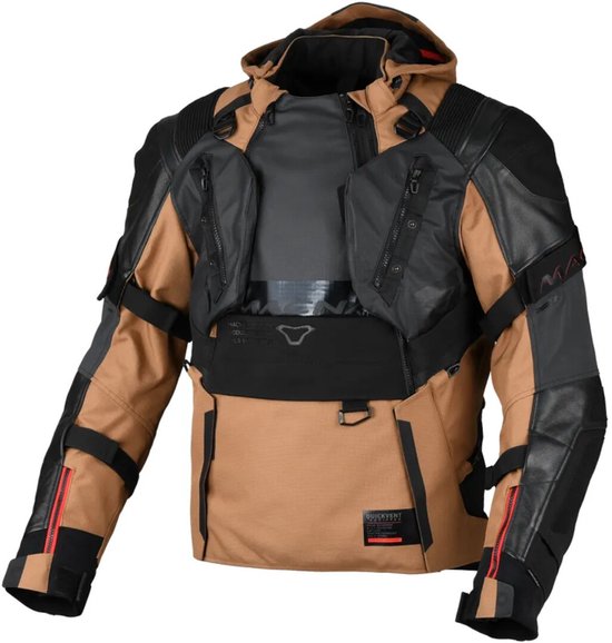 Macna Tryton NightEye waterdichte motorfiets lederen/textiel jas -