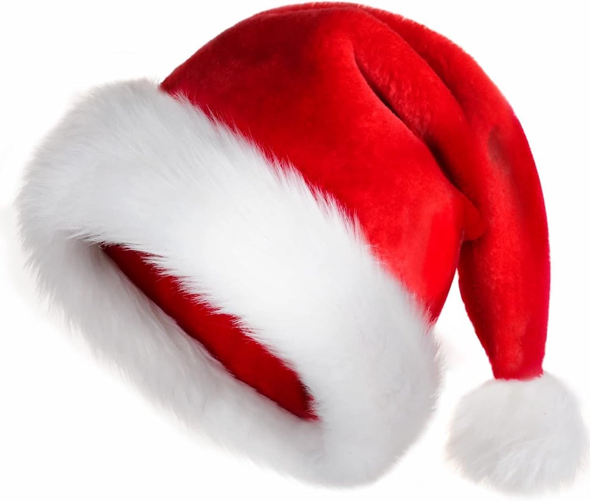 Pluche Kerstmuts voor Volwassenen - Perfect voor Santa Claus Kostuum en Kerstfeest - Comfortabele en Stijlvolle Kerstaccessoire