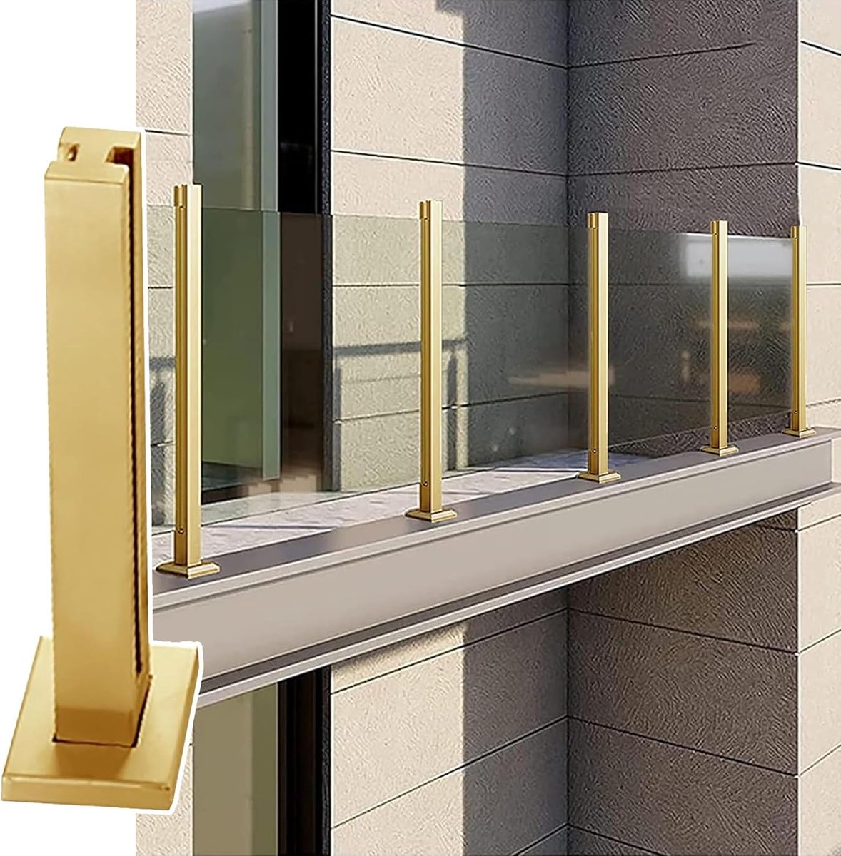Balkon Railing Paal - Glazenhek Paal - Buiten Ruimte - Roestvrij Staal - 60-150 cm - Zilver