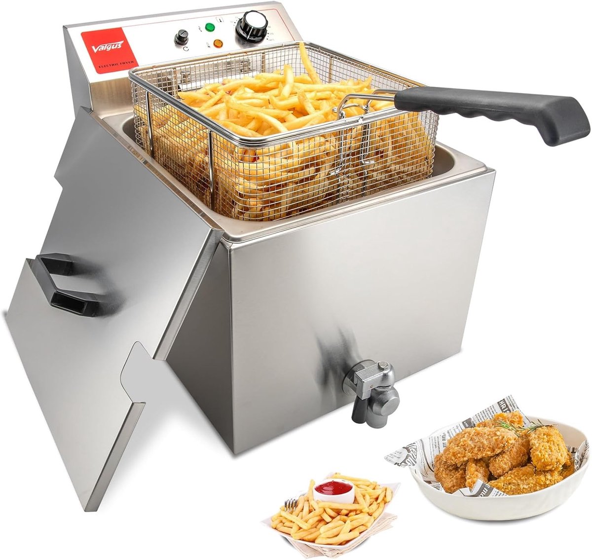 Professionele Elektrische Friteuse - Roestvrij Staal - 3300 W - 16 Liter - Voor Commercieel en Thuisgebruik