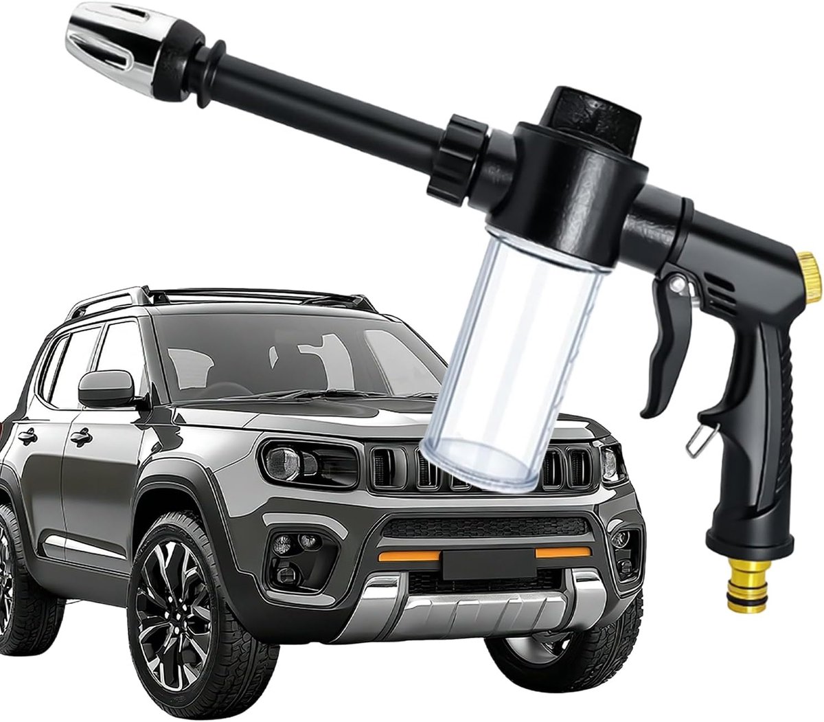 Schuimsproeier Hogedruk - Reinigingsspuit Fles - Auto Motor Reinigen - Verstelbaar Mondstuk - 20 cm Breed - Zwart