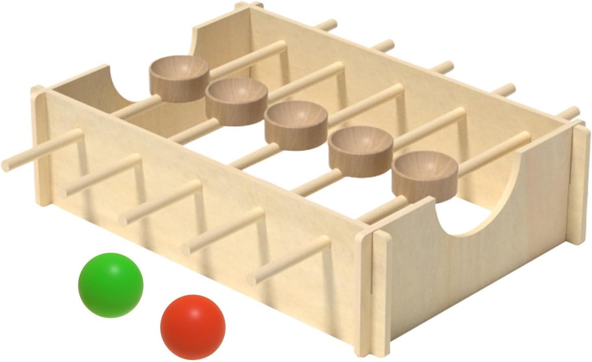 Houten Bal Speelgoed - Educatief Tafelspel - Motorische Vaardigheden Trainen - Dynamische Draaiende Structuur - 30x21x8 cm - Natuurlijk Hout