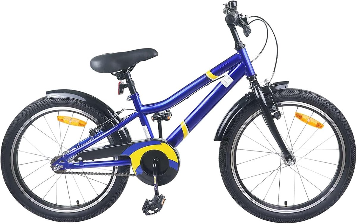 Kinderfiets - Jongensfiets Meisjesfiets - Stadsverkenning Avontuur - Stevig Stalen Frame - 20 Inch - Blauw Zwart