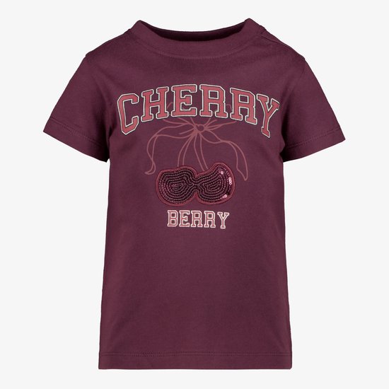 TwoDay meisjes T-shirt met kersen en pailletten rood - Maat 92