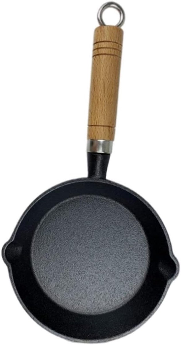 Mini Koekenpan - Omeletpan - Ontbijt Bakken - Gietijzeren Kwaliteit - 13 Cm Diameter - Zwart