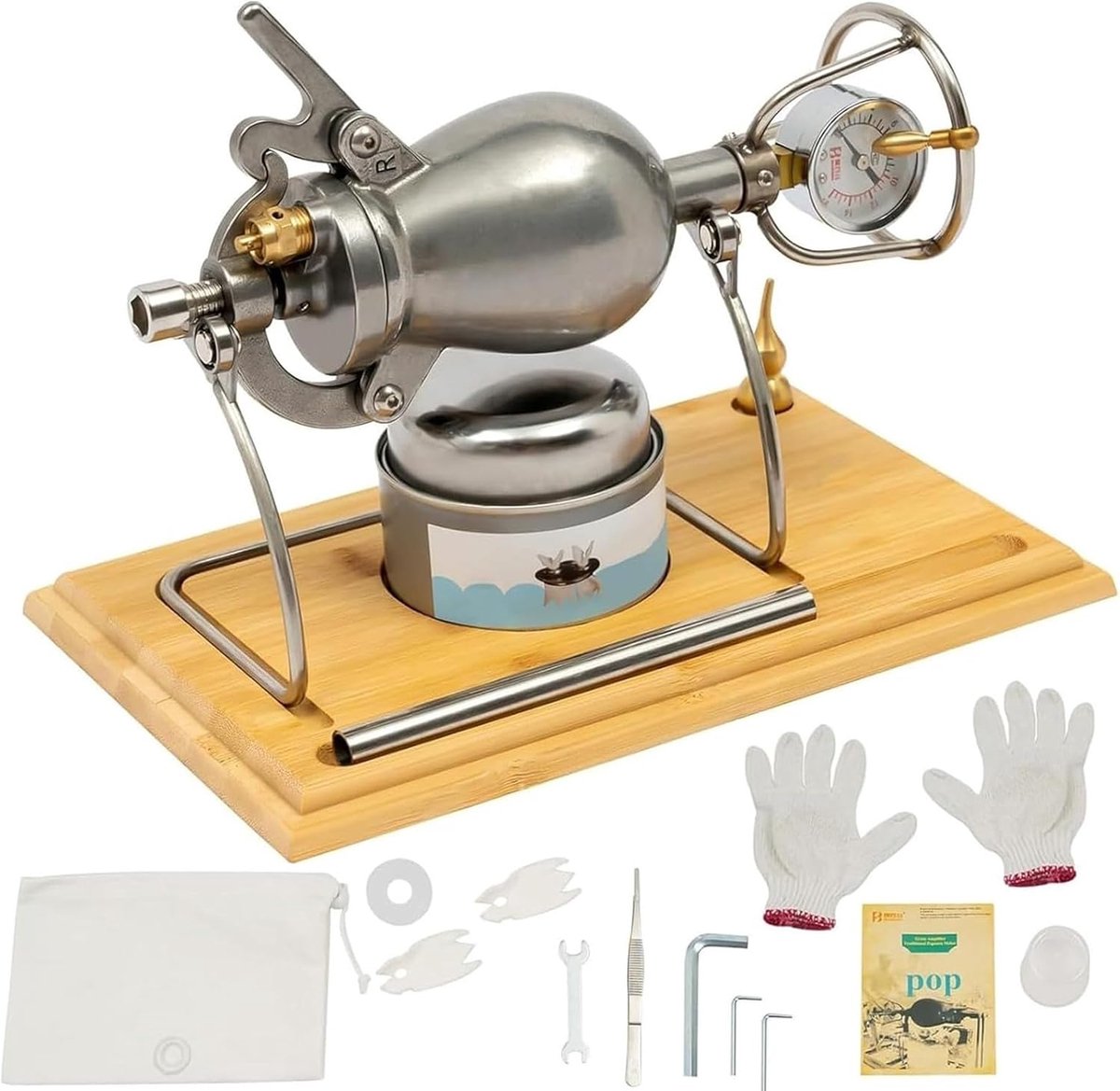 Popcorn Maker - Popcorn Kanon - Thuis Snacks Maken - Roestvrij Staal - 1 Liter - Zilver