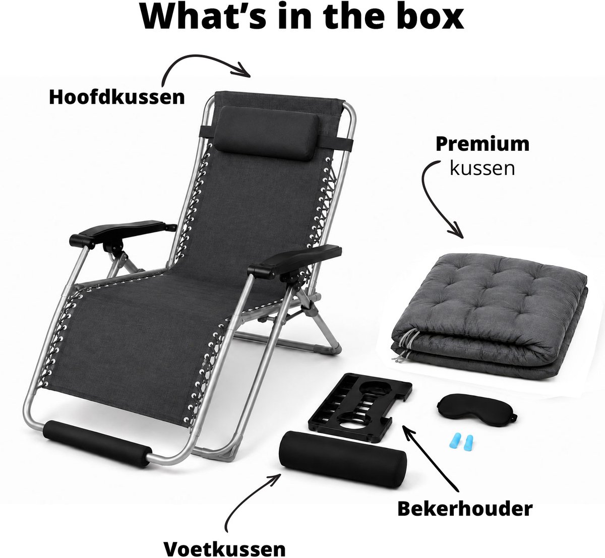 FlinQ 2x XL Relax Tuinstoelen Cloud Comfort Deluxe - Verstelbare Zero Gravity Relaxstoel - Extra breed - Extra dikke kussens - Hoofdkussen & Bekerhouder/Tafeltje - Ligstoel - Tuinmeubelen - Ideale Campingstoel - Ook voor Tuin of Balkon thumbnail 3