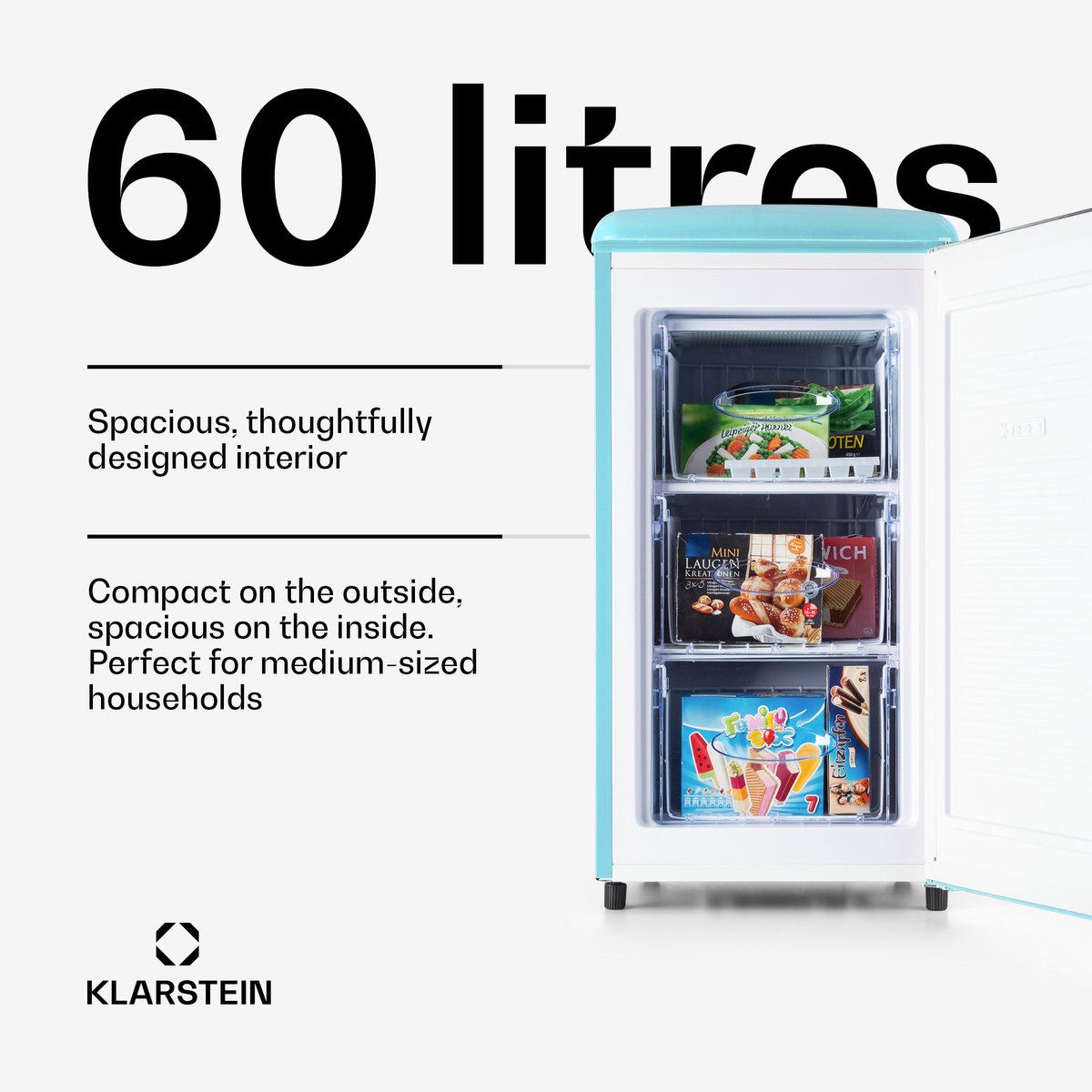 Klarstein Laika vriezer - 60 liter totale inhoud, 5-traps
