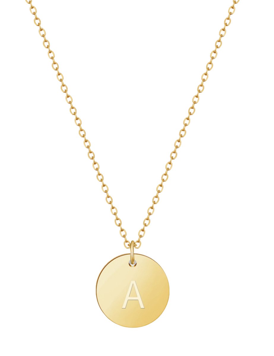 good.designs Ketting 18 K verguld met lettermunt A