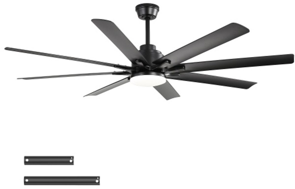 52-Inch Plafondventilator met Verlichting – Dimbare – Afstandsbediening – 8 ABS-Bladen
