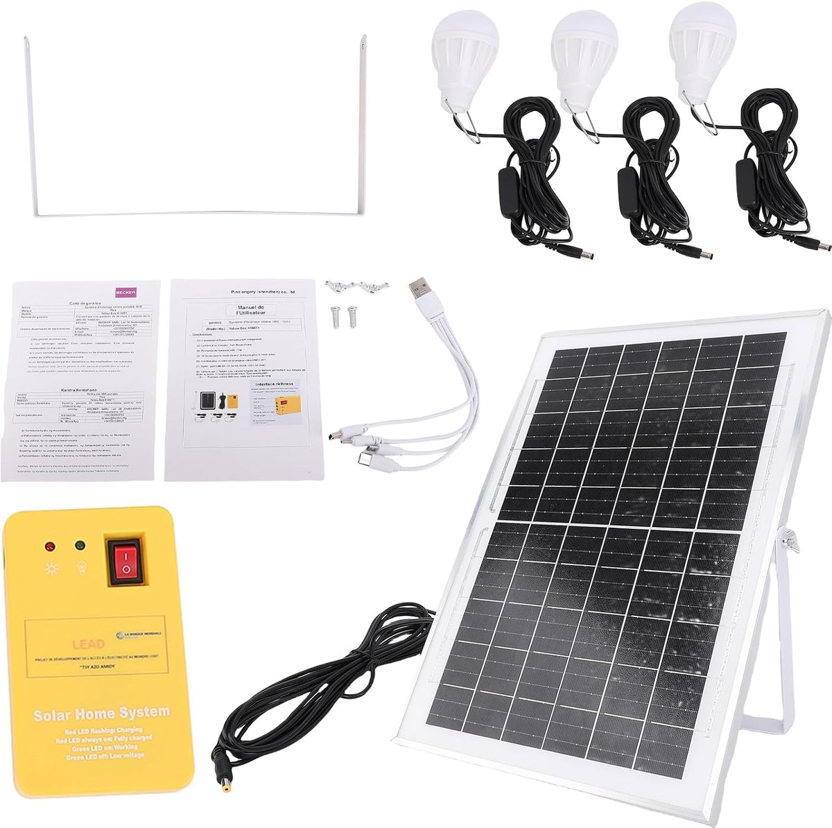 Zonnepaneel Generator Kit - Draagbare Kracht - Kamperen Buiten - Inclusief 4 USB Poorten - 6000 MAh Batterij - Zwart