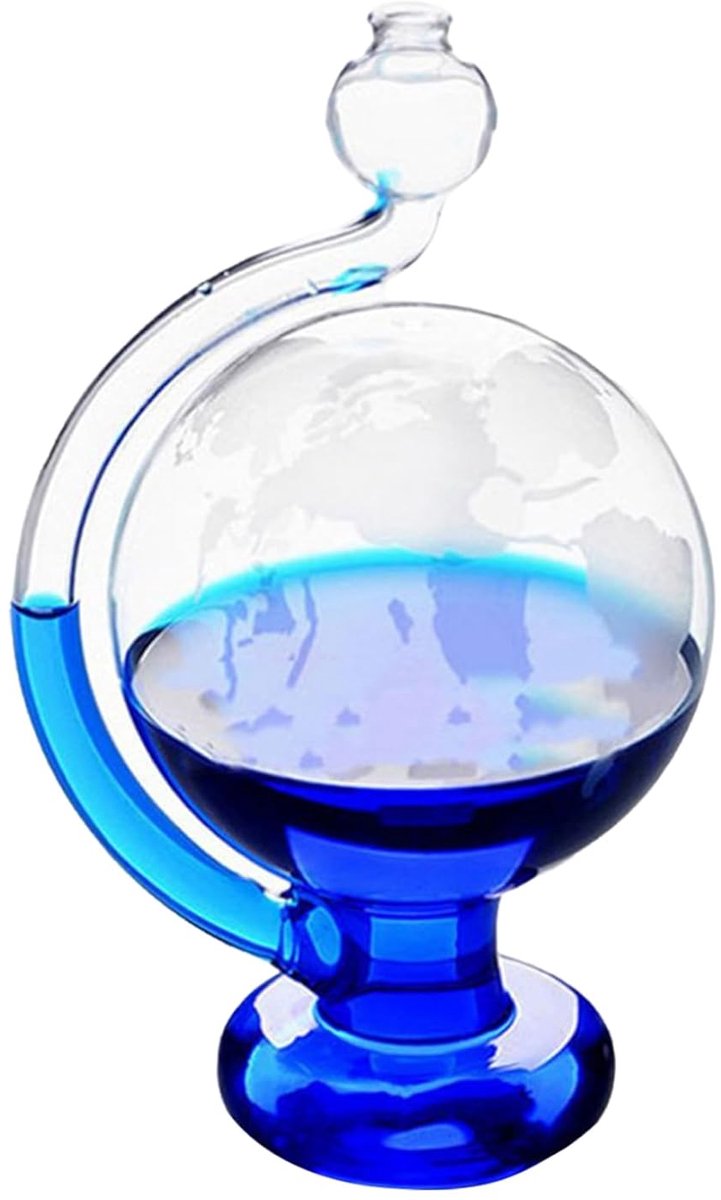 Stormglas Weersvoorspeller - Barometer Glas - Weersvoorspelling Thuis - Kristal Vorming Verandert - 15 x 15 x 9 cm - Blauw