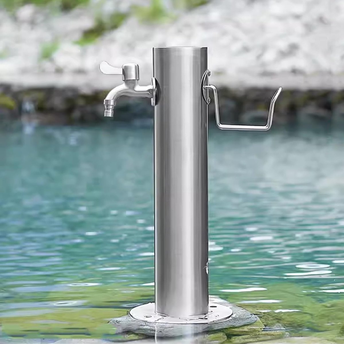Tuinwaterkolom - Buiten kraan - Planten water geven - Vorstbestendig ontwerp - 87 cm - Zilver
