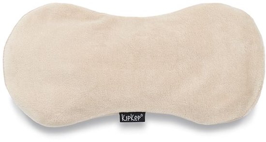Zandkleurig, zacht KipKep Woller kussentje met een kenmerkende peervorm en KipKep logo.