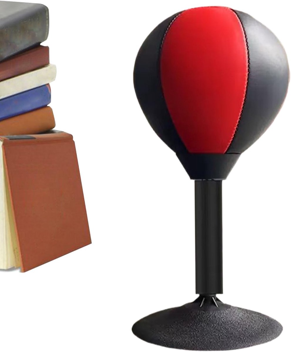 Bureaubokszak - Zuignap bal - Stress verlichten - Stevig zuigmechanisme - 18.2 cm breed - Zwart en rood