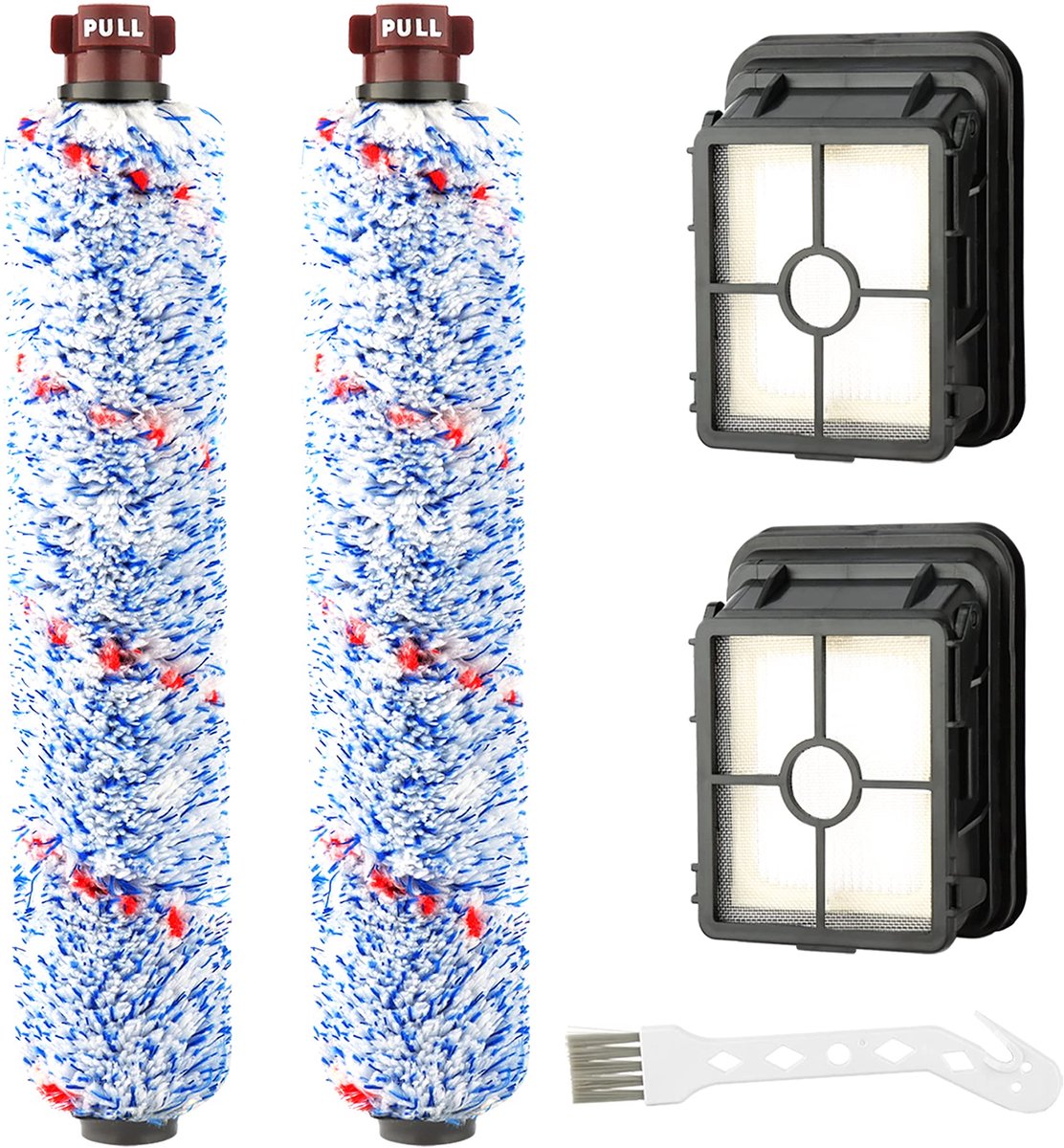 AINUO Vervangende onderdelen voor Bissell CrossWave, 2 stuks Multi-Surface Borstelrol 1868 + 2 Pack Vacuümfilter 1866 - ShopVlot