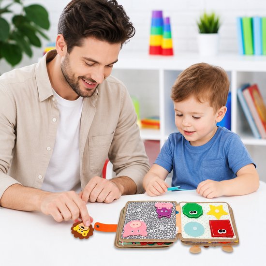Brivano Montessori Educatiefboek - Montessori Boek - Brivano Montessori Boek - Montessori Activiteitenboek - Montessori Vilt Busy Book Giraf – Educatief Voelboek voor Baby's en Peuters — afbeelding 4