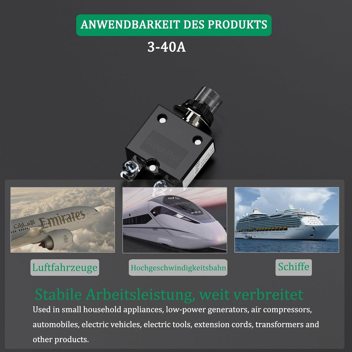 Thermische Veiligheidsschakelaar - 30A - 125/250V AC - Drukknop Reset met Waterdichte Toetsafdekking - Voor Auto's en Industrie