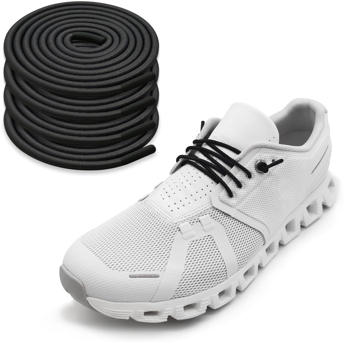 NDTEZUGT 2 paar elastische schoenveters voor On Cloud 5 & 6 Sneakers, 1/10 inch (2,5 mm) Stretch Ronde Schoensnaren - ShopVlot
