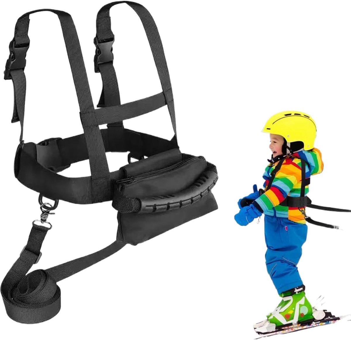 Ski and Snowboard Belt for Children, Ski Belt with Removable Strap and Bag, Skating Training Strap, Adjustable - ShopVlot