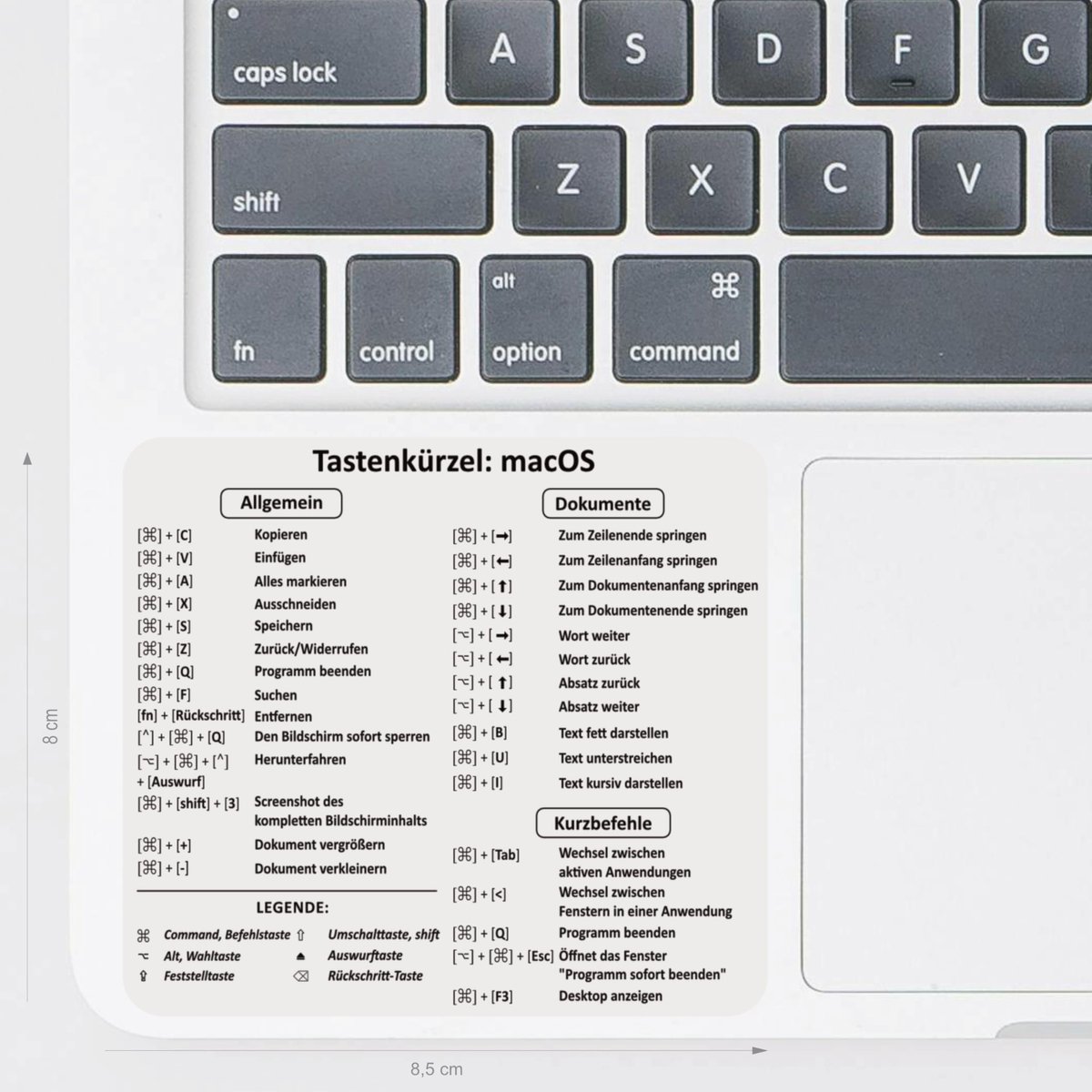 Sticker sneltoets Mac OS - transparant - Duits - handige shortcuts voor efficiënt werken - Luxento