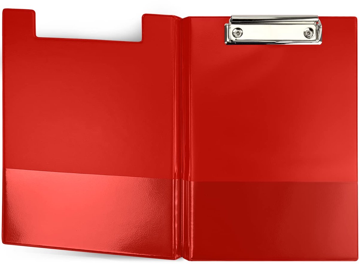 Klembordmap A5 rood - harde plaat kunststof - met clip en metalen klem - ideaal voor documenten - ShopVlot