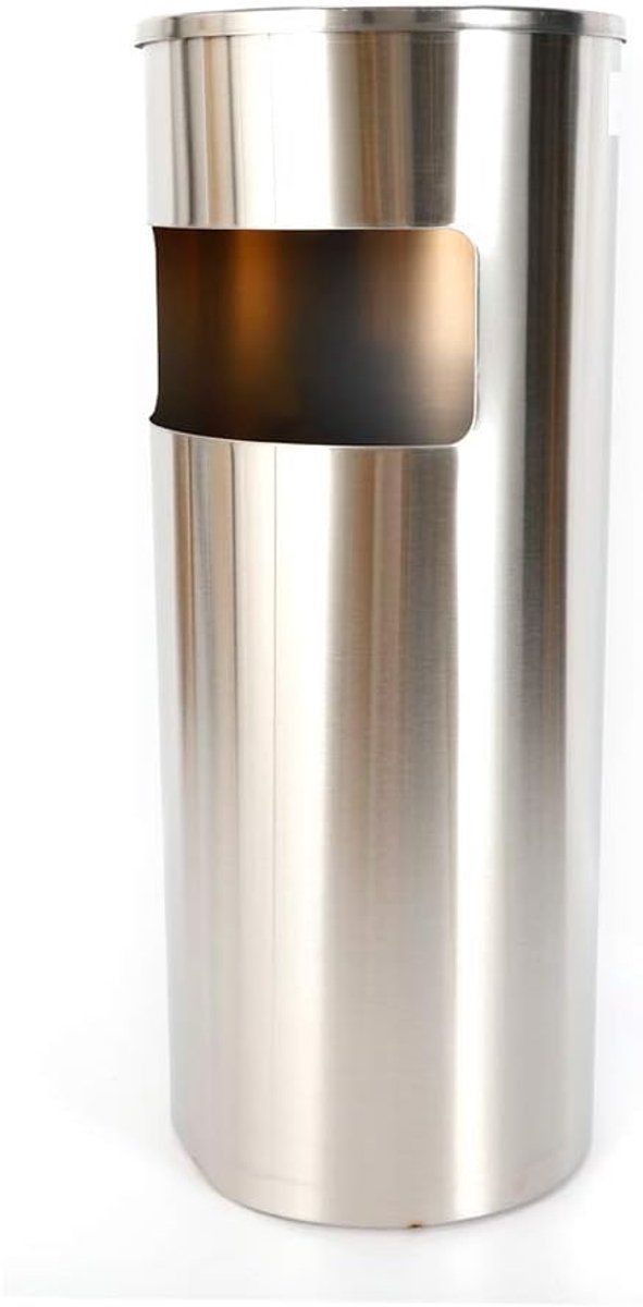 Asbak vuilnisemmer outdoor - 30 liter - staande asbak met draaggreep - buiten - asbak - staande asbak - roestvrij staal - zilver
