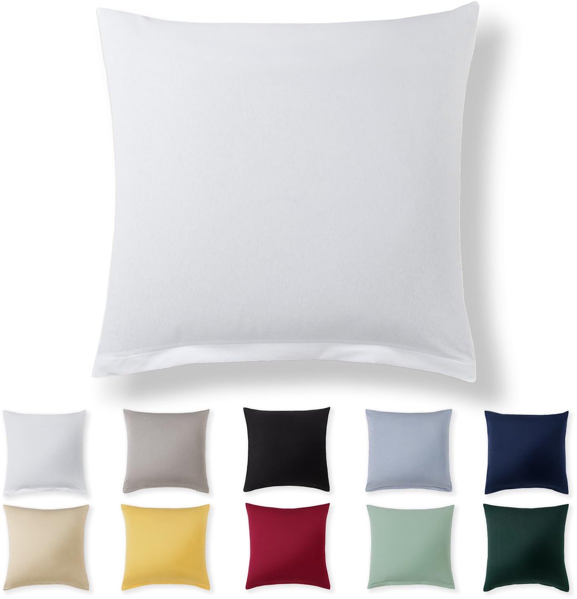 Kussensloop 40 x 40 cm - wit - 100% jersey katoen - superzacht met ritssluiting - ShopVlot